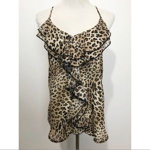 Papaya Ruffled Animal Print Tank